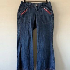 Vintage Kik Girl Jeans Size 12 Wide Leg Flare Baggy Y2K 90s Rave Skater Kik Wear